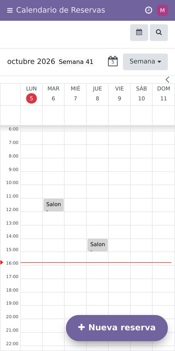 Calendario semanal de reservas