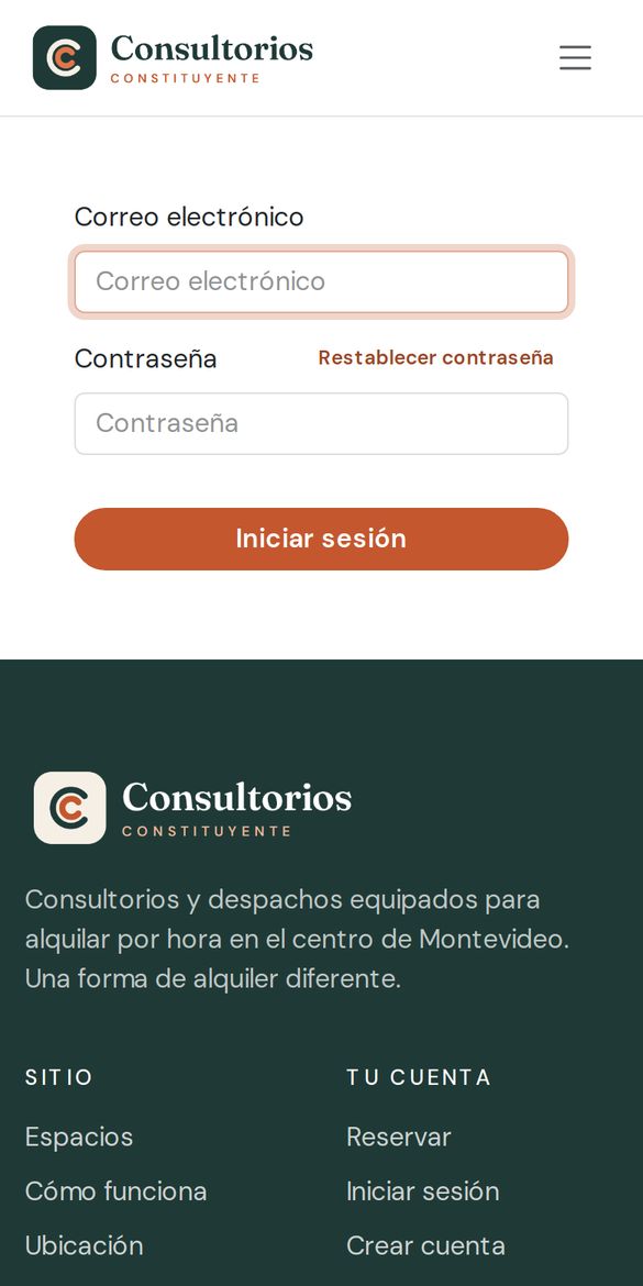 Pantalla de inicio de sesión