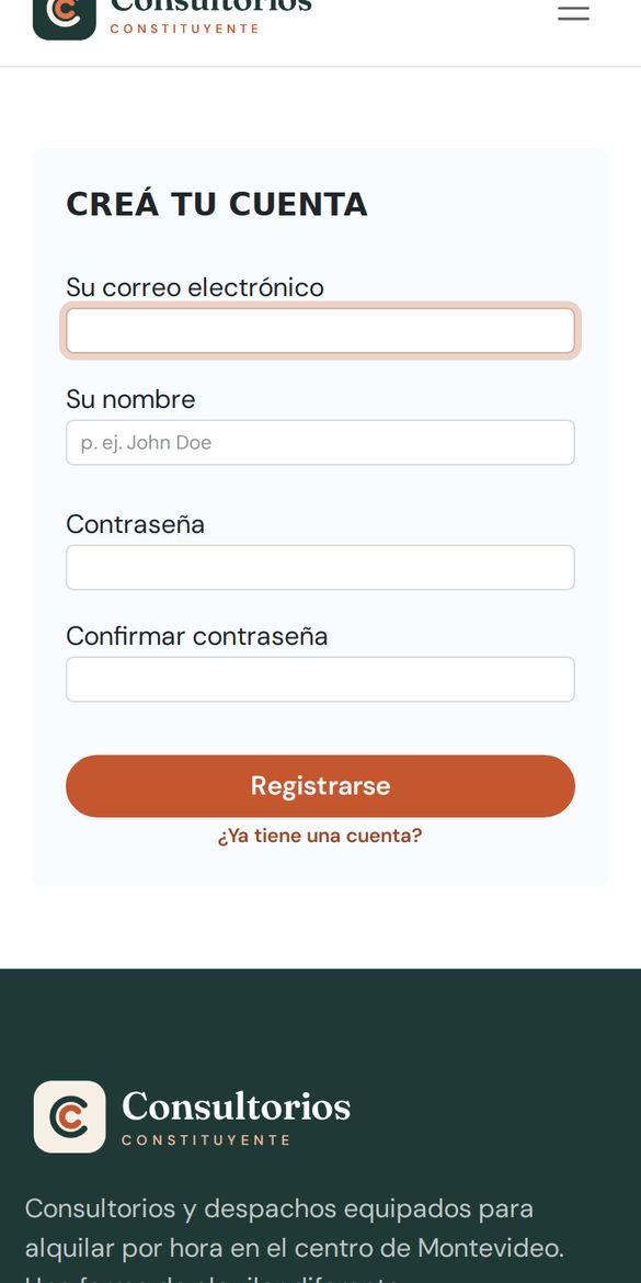 Formulario para crear la cuenta